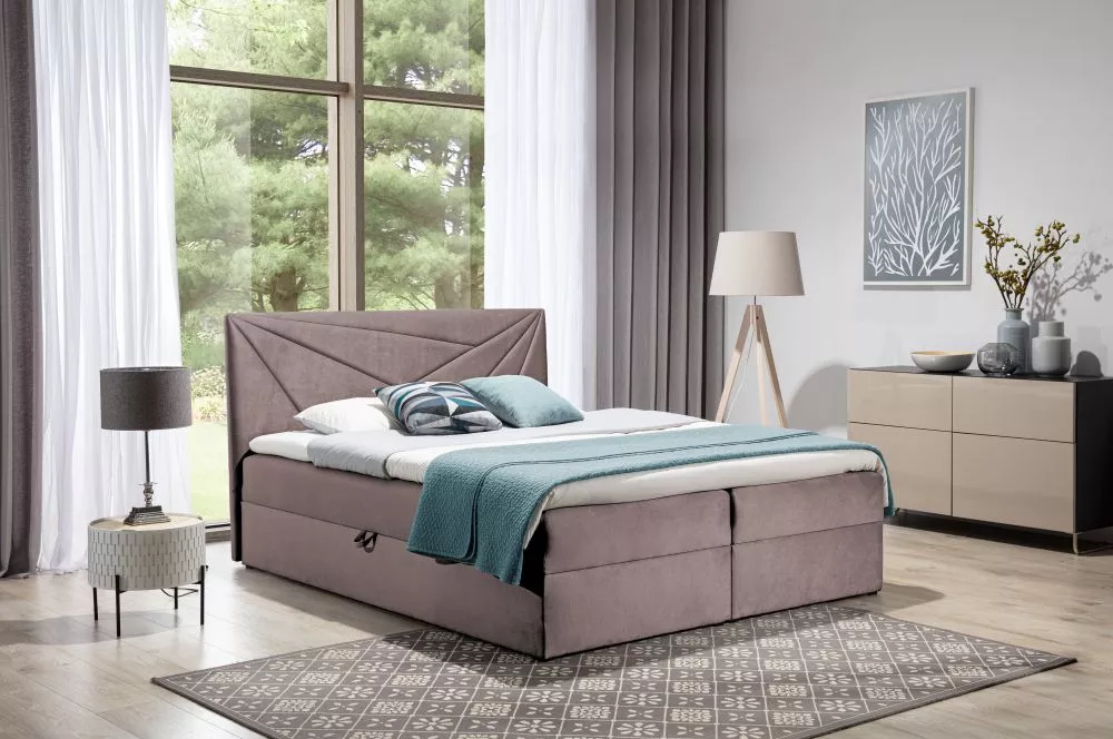 Gulta Top5 Boxspring Premium Standard Guļamvietas platums: 160 cm, Guļamvietas garums: 200 cm, · Kapučino · 164 × 208 × 