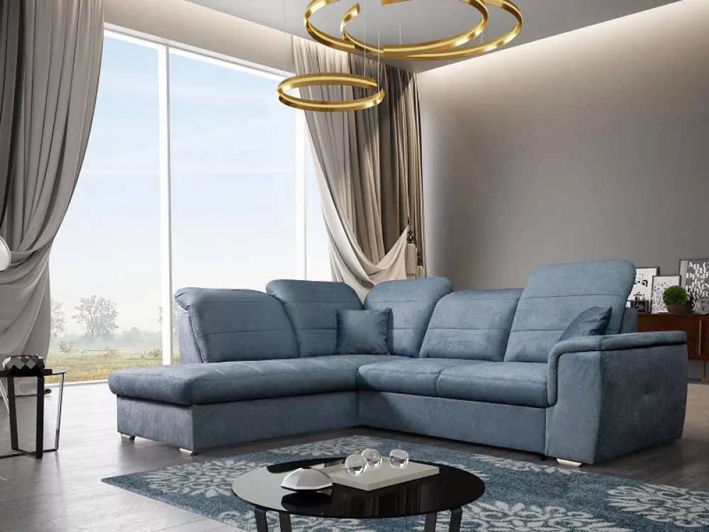 Dīvāns Bergamo L Corner standard · Gaiši zils · 203 × 261 × 87 cm