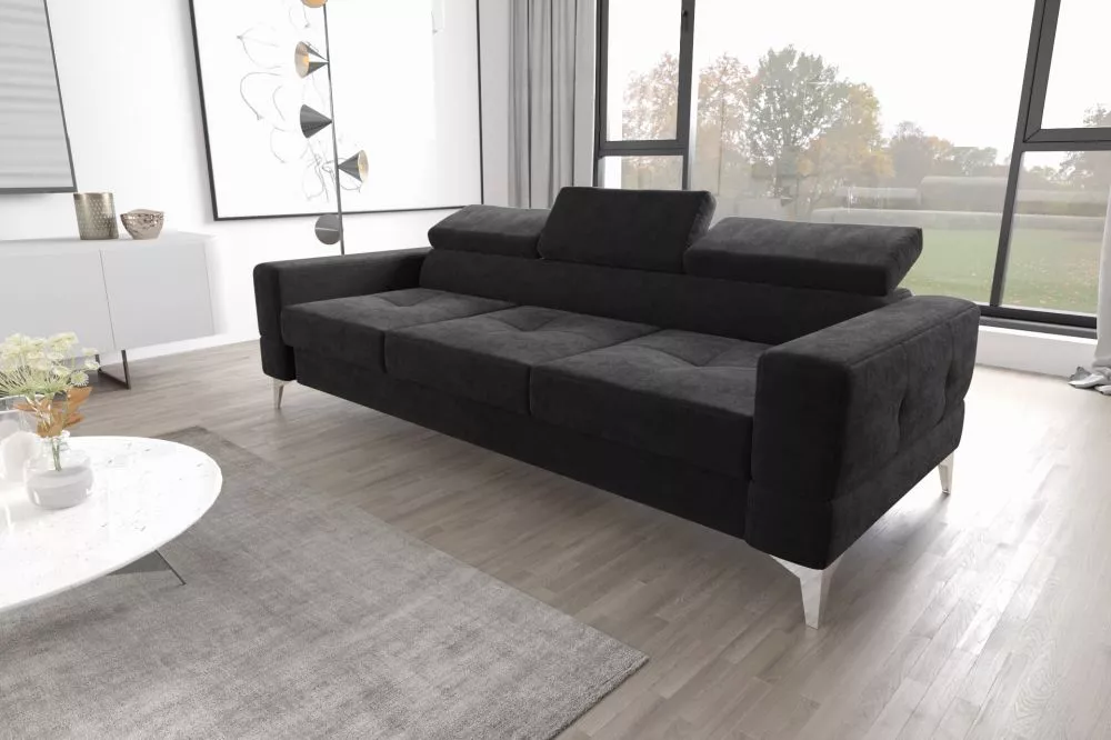Dīvāns Toscania 3S standard · Melns · 97 × 244 × 78 cm
