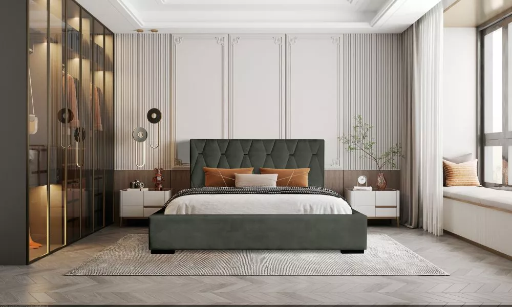 Gulta Delia Standard ar stelāžu Guļamvietas platums: 140 cm, Guļamvietas garums: 200 cm, stelāžas tips: koka, · Tumši za