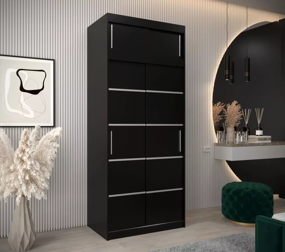 Skapis Verona 1 Premium · Melns · 100 × 62 × 240 cm