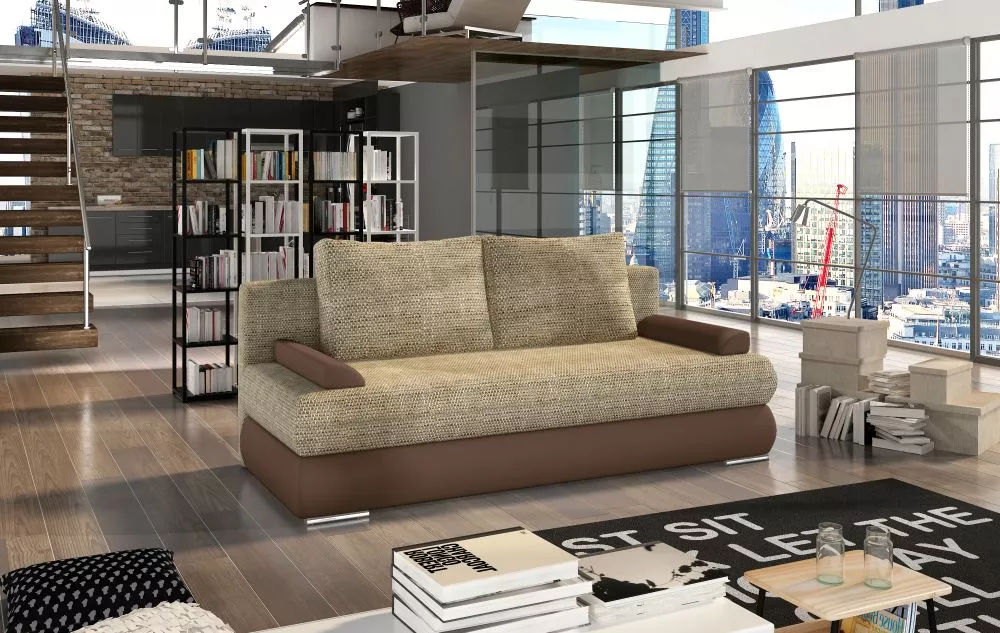 Dīvāns Milo Lux standard · Bēšs + gaiši brūns · 95 × 213 × 90 cm