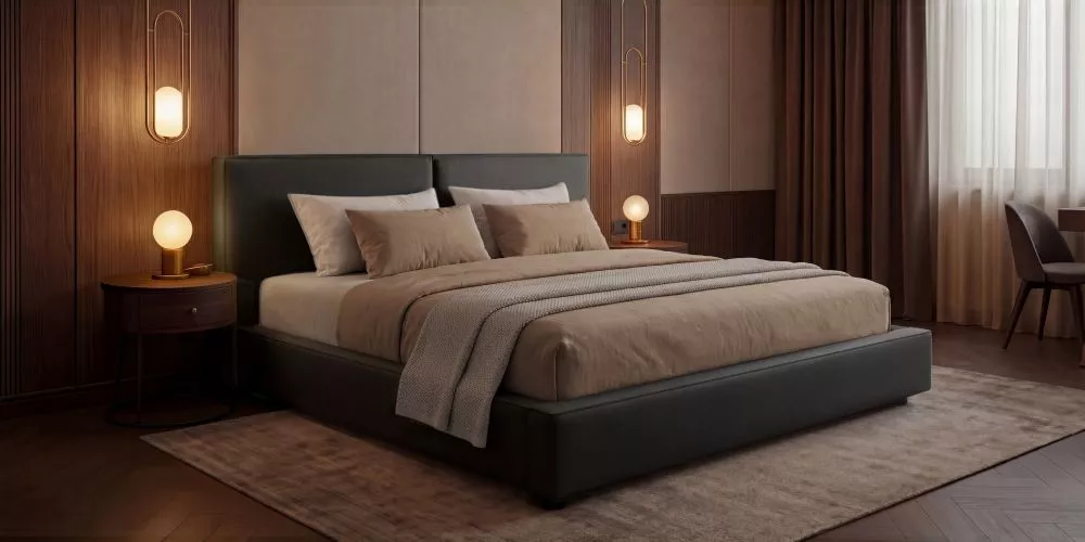 Gulta Kent Standard ar stelāžām Guļamvietas platums: 140 cm, Guļamvietas garums: 200 cm, stelāžas tips: metāla, · Tumši 