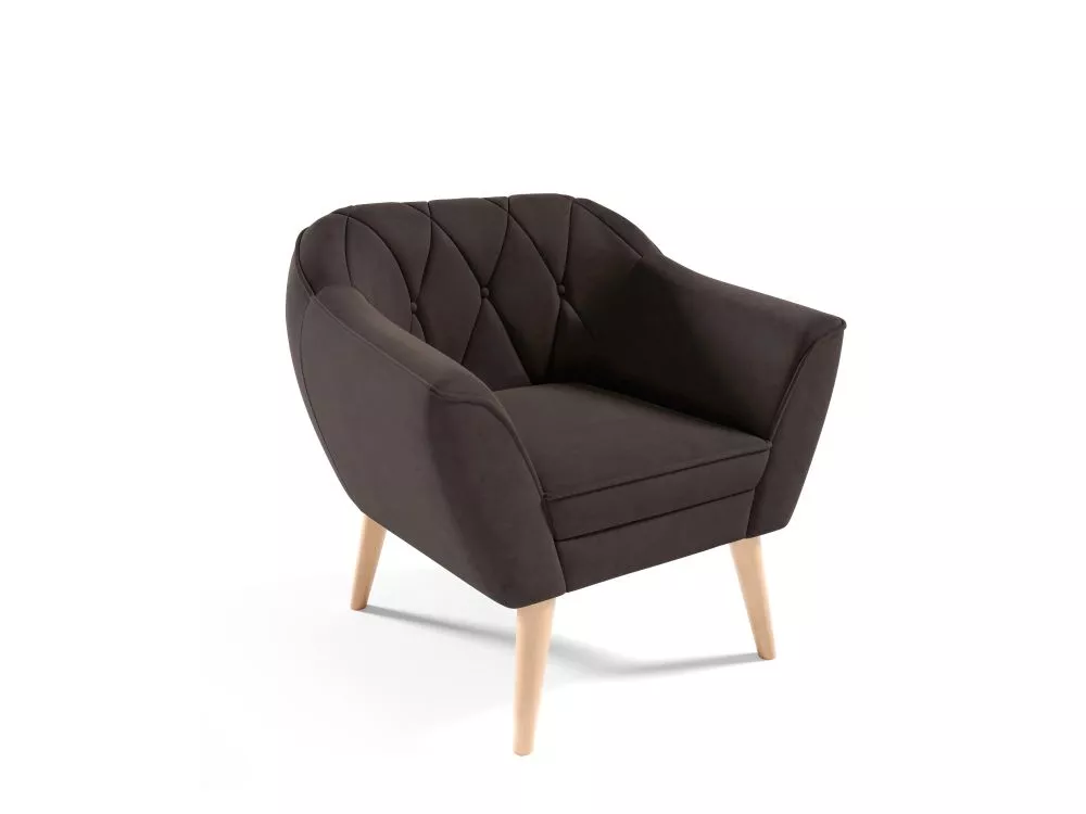 Mīksts krēsls Amelia typ 191 Standard Sēdvietas dziļums: 52 cm, · Tumši brūns · 80 × 74 × 75 cm