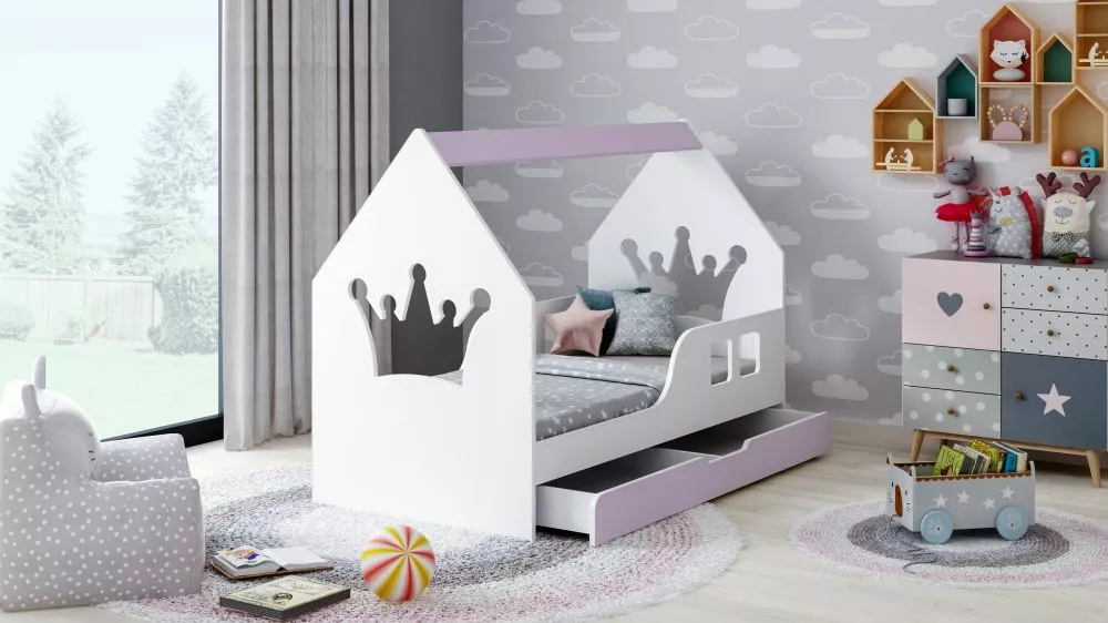Bērnu gulta House 3 Comfort ar stelāžu Guļamvietas platums: 80 cm, Guļamvietas garums: 160 cm, · 84.5 × 165 × 120 cm