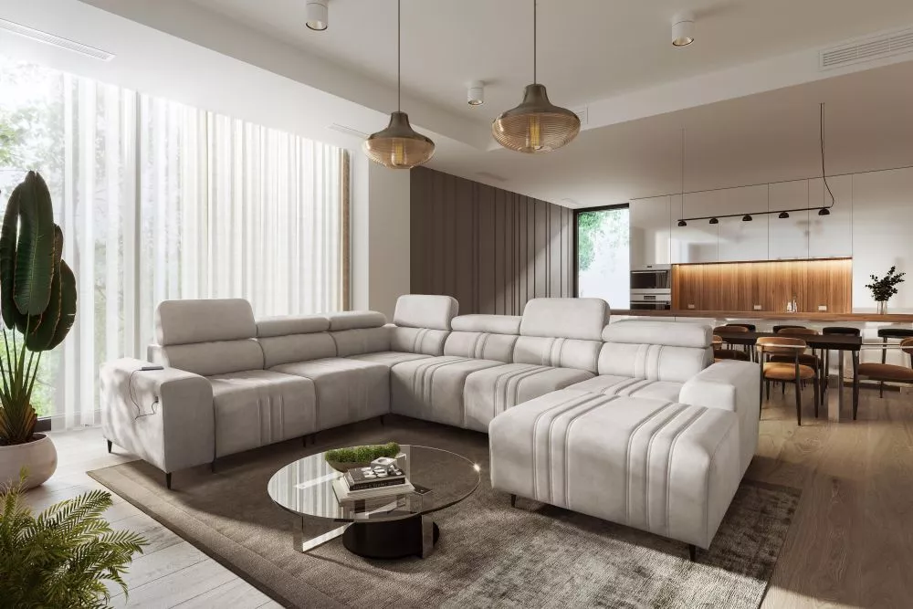 Dīvāns Fabrizio 8 Standard · Gaiši bēšs · 269 × 340 × 84 cm