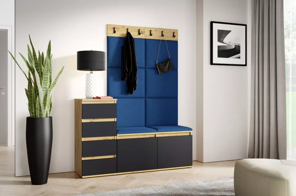 Apavu plaukts Emi 34 Trinity Korpusa krāsa: ozols artisan + melns, · 130 × 184.5 × 40 cm