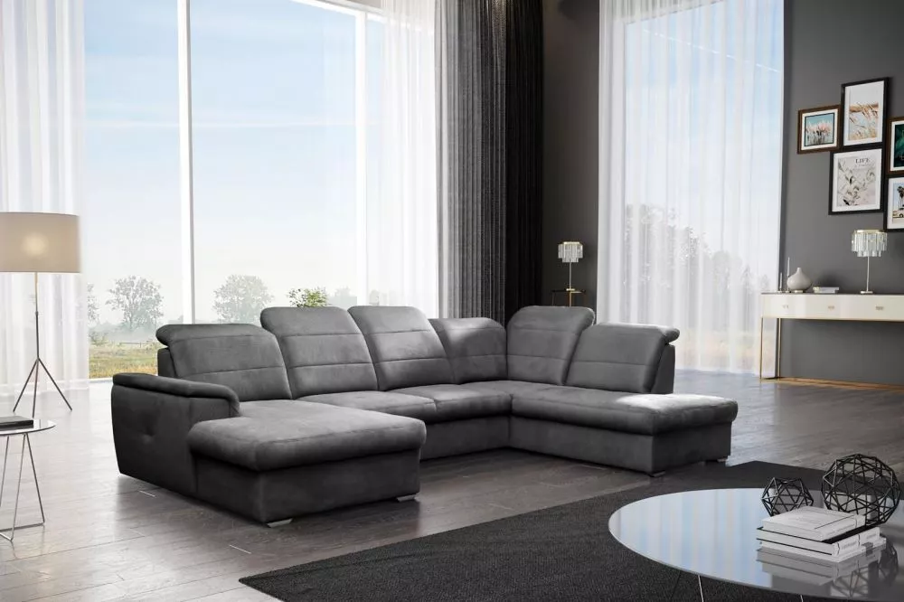 Dīvāns Bergamo U Corner standard · Tumši pelēks · 199 × 320 × 87 cm