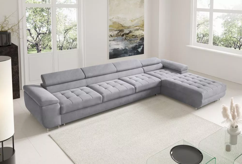Dīvāns Corner 272 XL standard · Gaiši pelēks · 200 × 335 × 90 cm