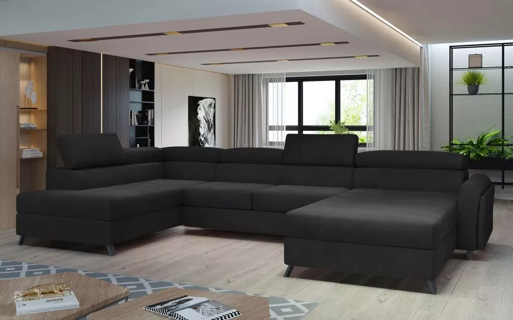 Dīvāns Josette Premium standard · Melna · 190 × 360 × 98 cm
