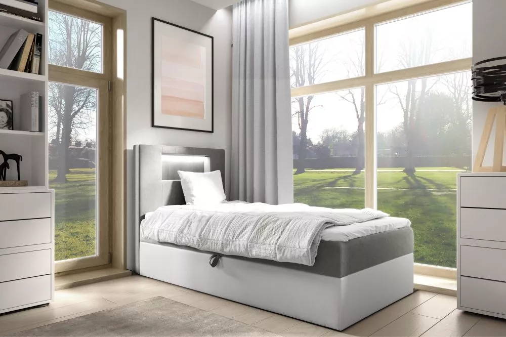 Gulta Gold 1 L Boxspring Standard ar LED Guļamvietas platums: 80 cm, Korpusa krāsa: balts, Guļamvietas garums: 200 cm, ·