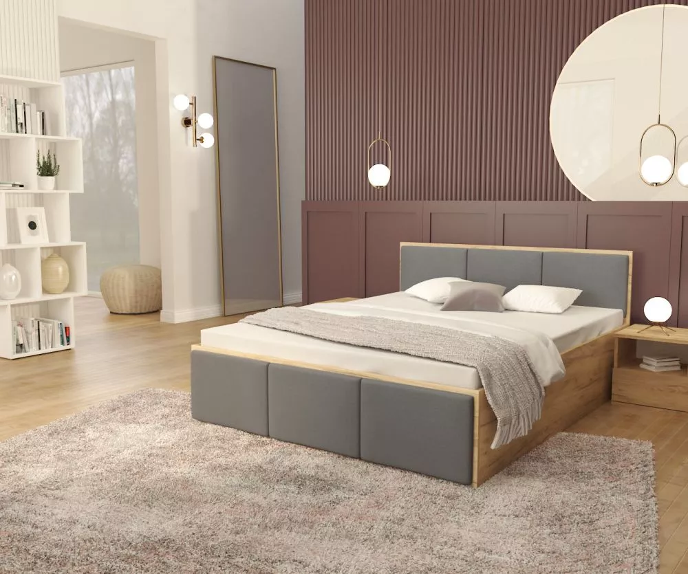 Gulta Panama T Craft ar stelāžu Guļamvietas platums: 140 cm, Korpusa krāsa: ozols kraft, Guļamvietas garums: 200 cm, ste