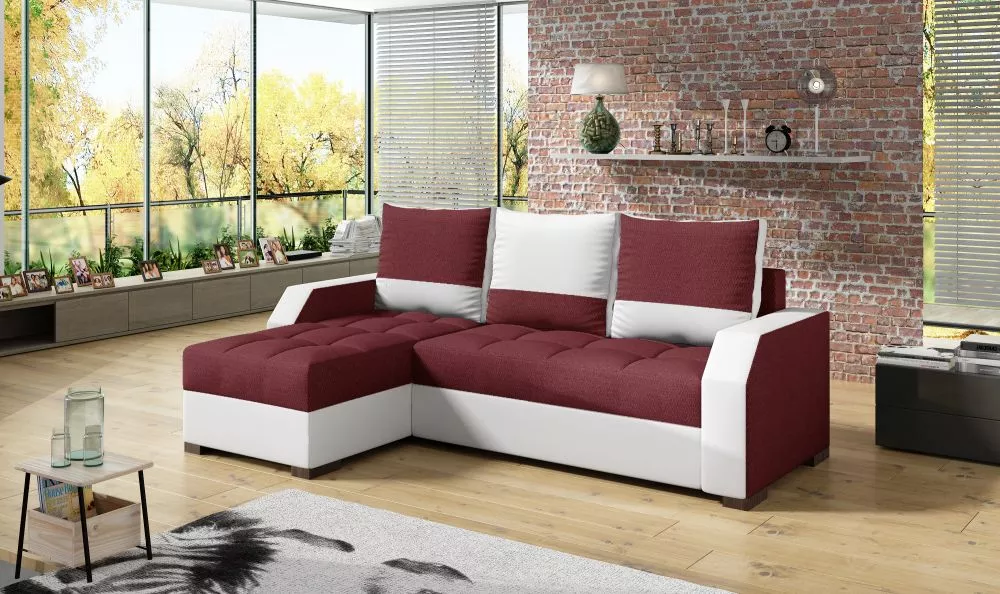 Dīvāns Aris standard · Sarkans + balts · 150 × 250 × 90 cm