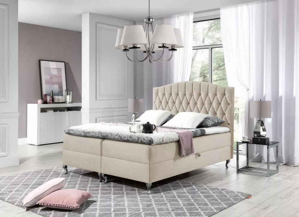 Gulta Puerto Boxspring Premium Standard Guļamvietas platums: 200 cm, Guļamvietas garums: 200 cm, · Krēms · 202 × 207 × 1