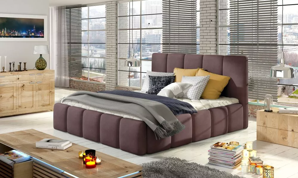 Gulta Edvige standard ar stelāžu Guļamvietas platums: 160 cm, Guļamvietas garums: 200 cm, stelāžas tips: koka, · Violets