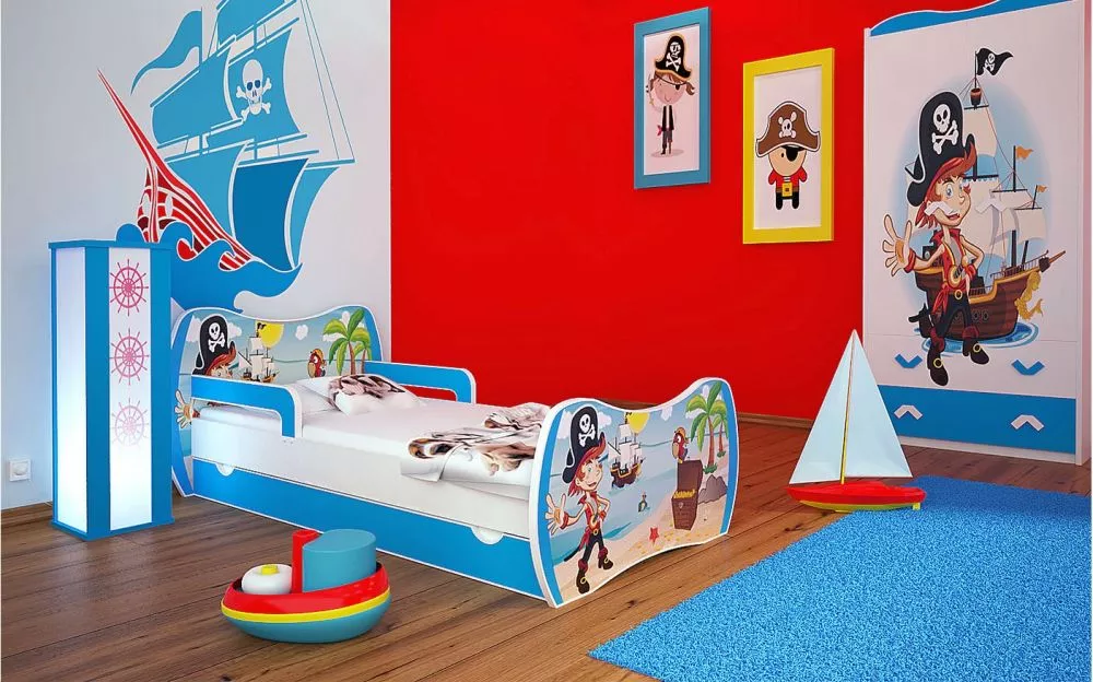 Bērnu gulta Dream L06 180x90 DM11 ar stelāžu Guļamvietas platums: 90 cm, Guļamvietas garums: 180 cm, · 114 × 184 × 71 cm
