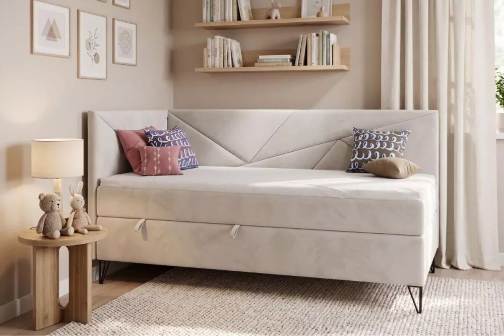 Gulta Geometric 3M Standard Guļamvietas platums: 90 cm, Guļamvietas garums: 200 cm, · Bēšs · 95 × 206 × 104 cm