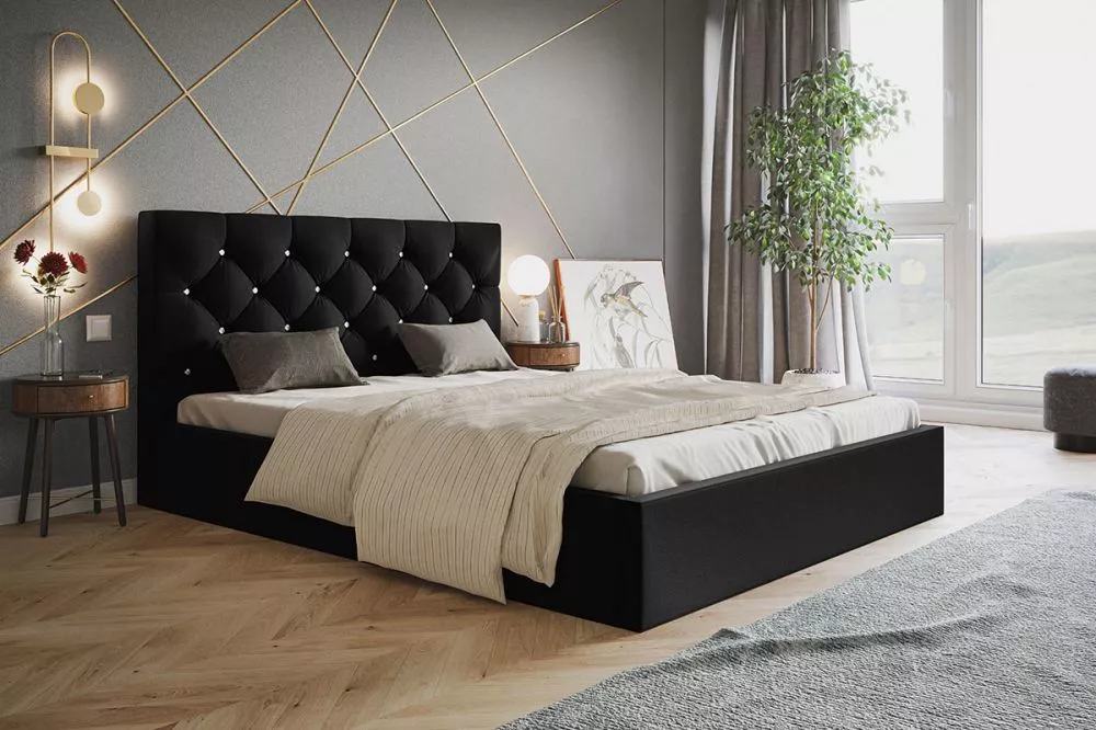Gulta Slim 7 standard ar stelāžu Guļamvietas platums: 160 cm, Guļamvietas garums: 200 cm, stelāžas tips: koka, · Melns ·