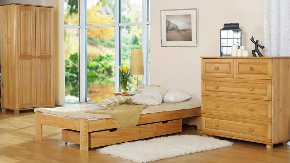 Gulta Ada ar stelāžu Guļamvietas platums: 90 cm, Guļamvietas garums: 200 cm, · Alksnis · 98 × 207 × 50 cm