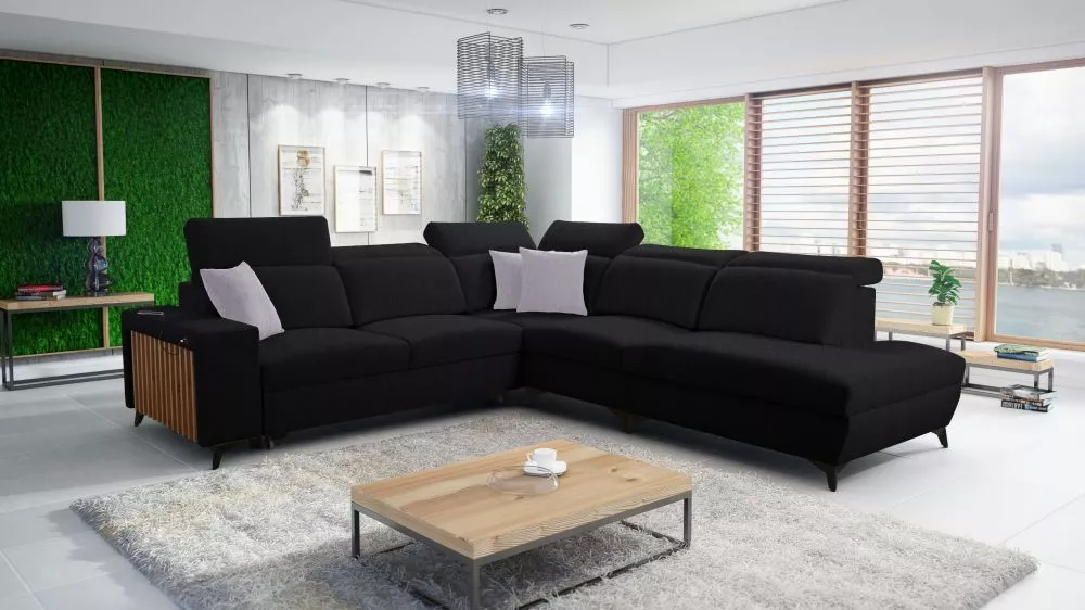 Dīvāns Bartone 9 Standard · Melns · 300 × 283 × 83 cm