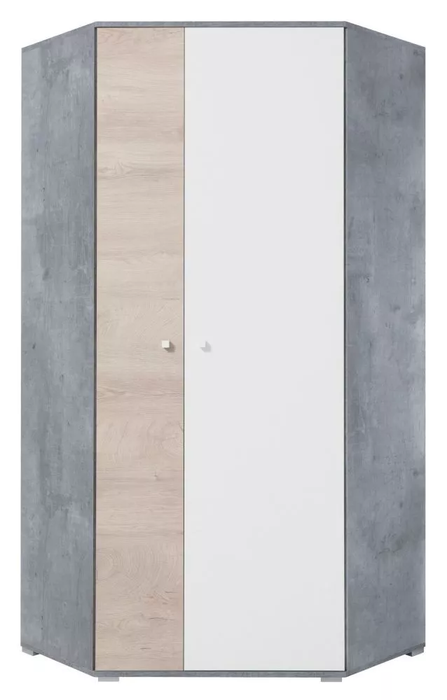 Skapis Sigma SI2 · Betons + balts + ozols · 90 × 90 × 190 cm
