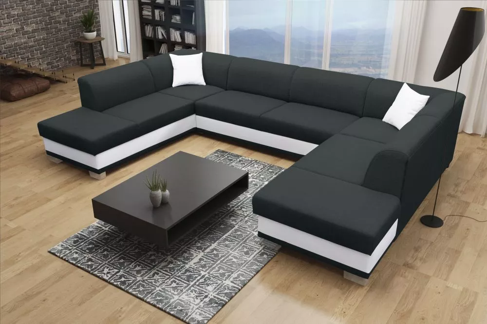 Dīvāns Darco U Standard · Melns + balts · 220 × 340 × 80 cm