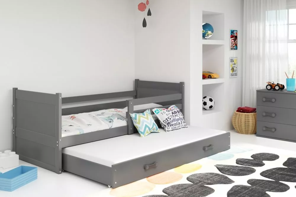 Bērnu gulta Rico Trundle Graphite ar stelāžu Guļamvietas platums: 90 cm, Guļamvietas garums: 200 cm, · 97 × 205 × 73 cm