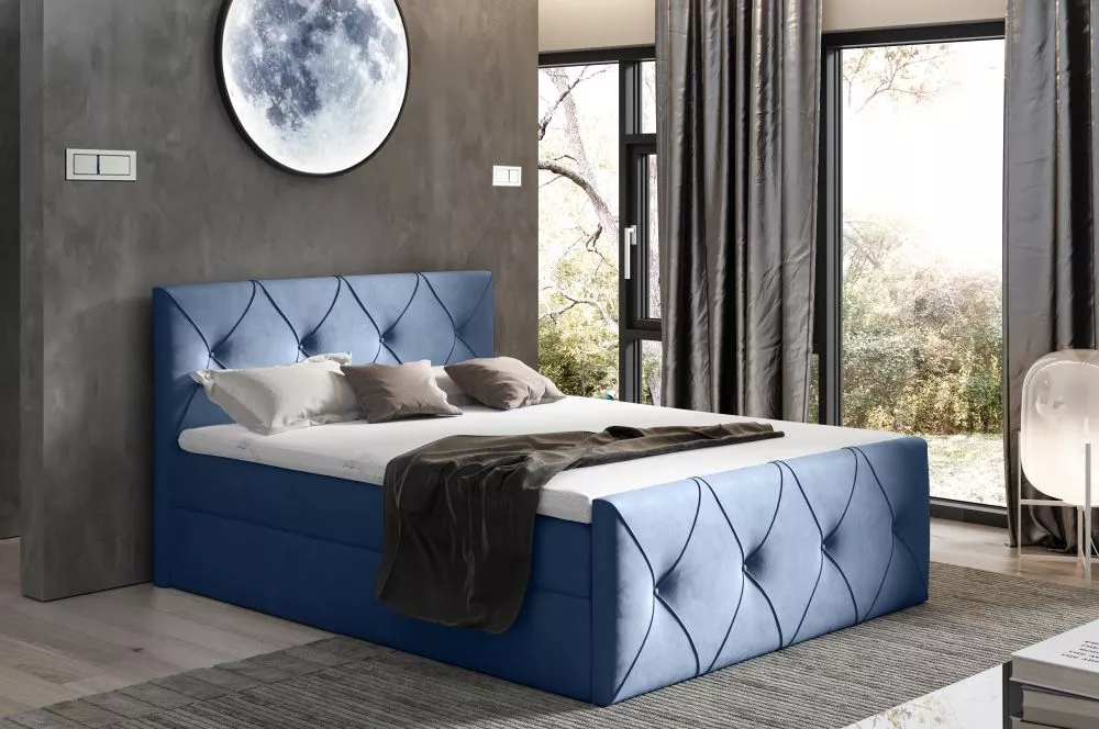 Gulta Crystal Lux Boxspring Premium Standard Guļamvietas platums: 140 cm, Guļamvietas garums: 200 cm, · Tumši zils · 144