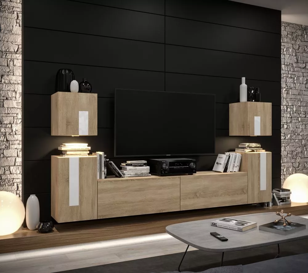 Sekcija New Concept C84 ar LED · Sonoma · 240 × 35 × 120 cm