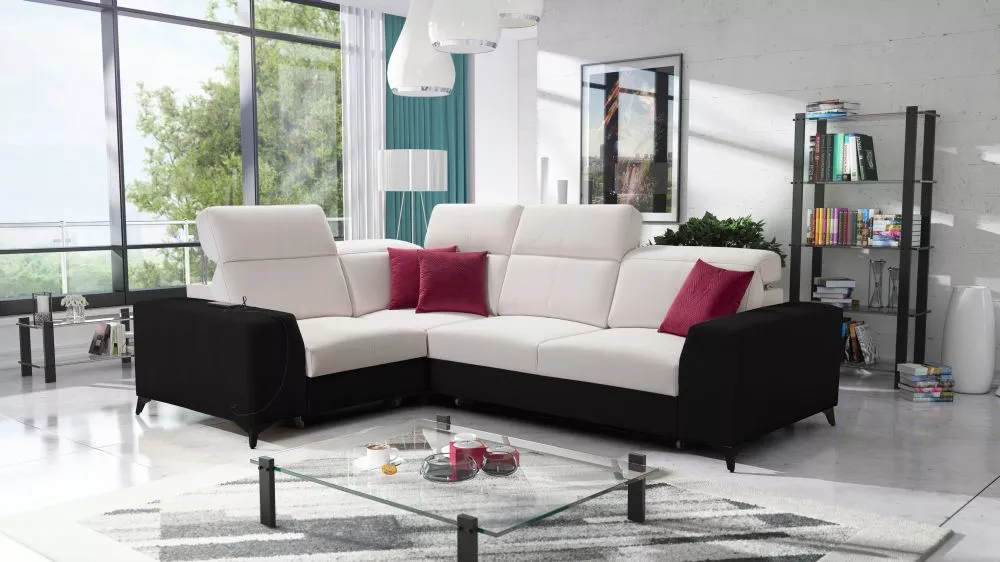 Dīvāns Belutti 2 Mix Standard · Krēma + melns · 212 × 288 × 84 cm