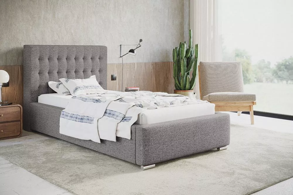 Gulta Bed 2 standard ar stelāžu Guļamvietas platums: 90 cm, Guļamvietas garums: 200 cm, stelāžas tips: koka, · Pelēks · 