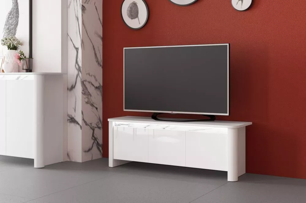 TV tumba Forum RTV ar LED · Balts · 147 × 44 × 48 cm