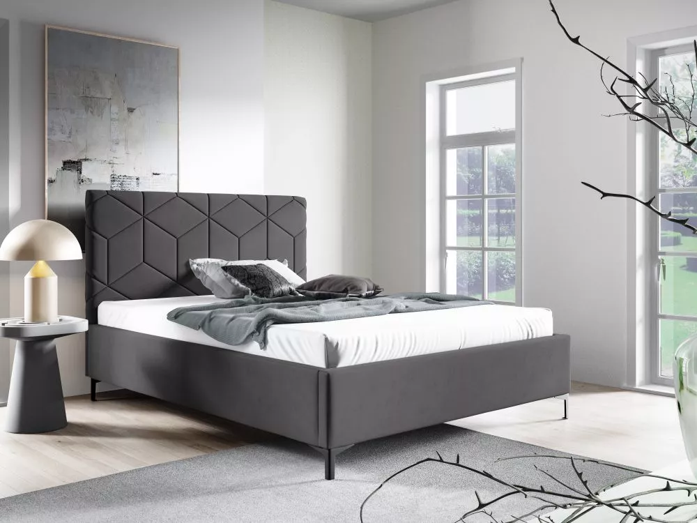 Gulta PK35 ar stelāžu Guļamvietas platums: 160 cm, Guļamvietas garums: 200 cm, stelāžas tips: metāla, · Grafīts · 178 × 