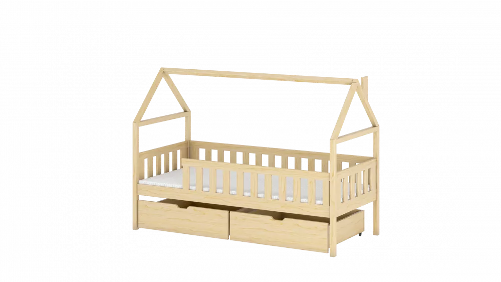 Bērnu gulta Domi Lux ar stelāžu Guļamvietas platums: 90 cm, Guļamvietas garums: 200 cm, · Priede · 97 × 208 × 169 cm
