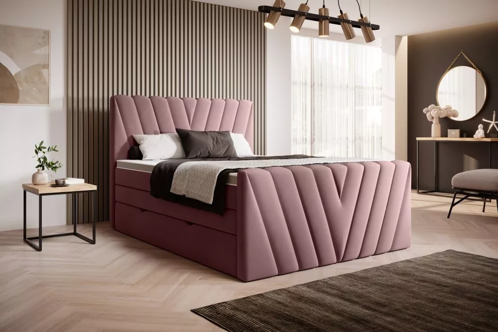 Gulta Candice Boxspring Premium standard Guļamvietas platums: 140 cm, Guļamvietas garums: 200 cm, · Rozā · 140 × 220 × 1