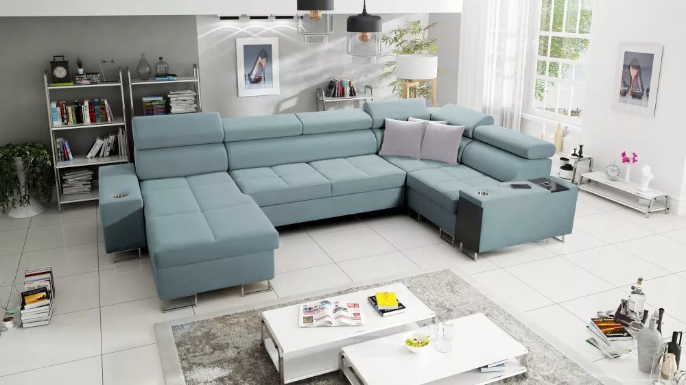 Dīvāns Morena 4 Maxi Standard · Gaiši zils · 207 × 360 × 84 cm