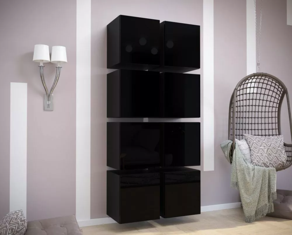 Sekcija Exclusive 10 gloss · Melns · 79 × 35 × 175 cm