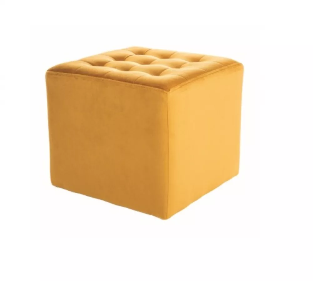 Pufs Lori Velvet Auduma numurs: Bluvel 68, · Dzeltens · 39 × 34 × 39 cm