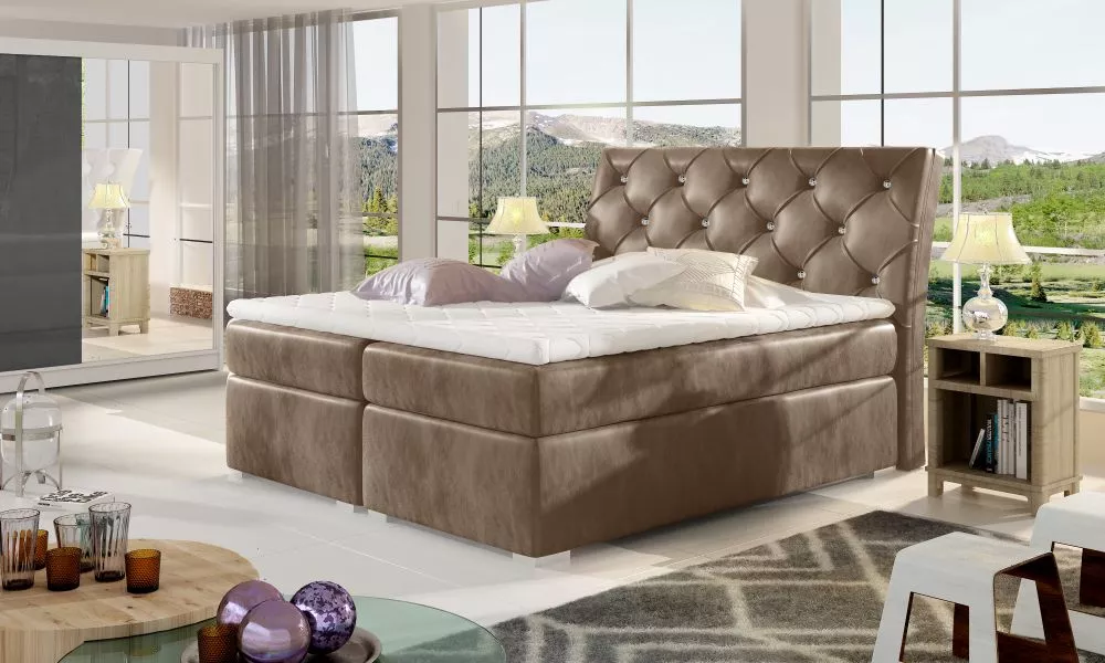 Gulta Balvin Boxspring standard Guļamvietas platums: 180 cm, Guļamvietas garums: 200 cm, · Bēšs · 183 × 208 × 116 cm