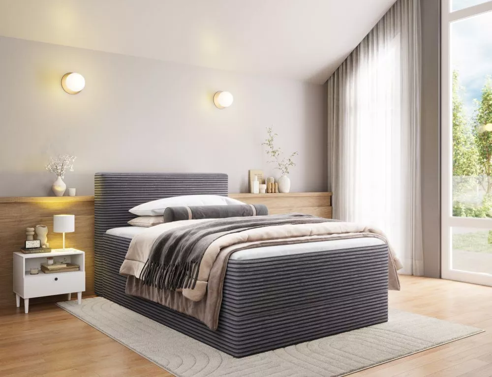 Gulta Alamito Boxspring Standard Guļamvietas platums: 140 cm, Guļamvietas garums: 200 cm, · Pelēks · 140 × 215 × 108 cm