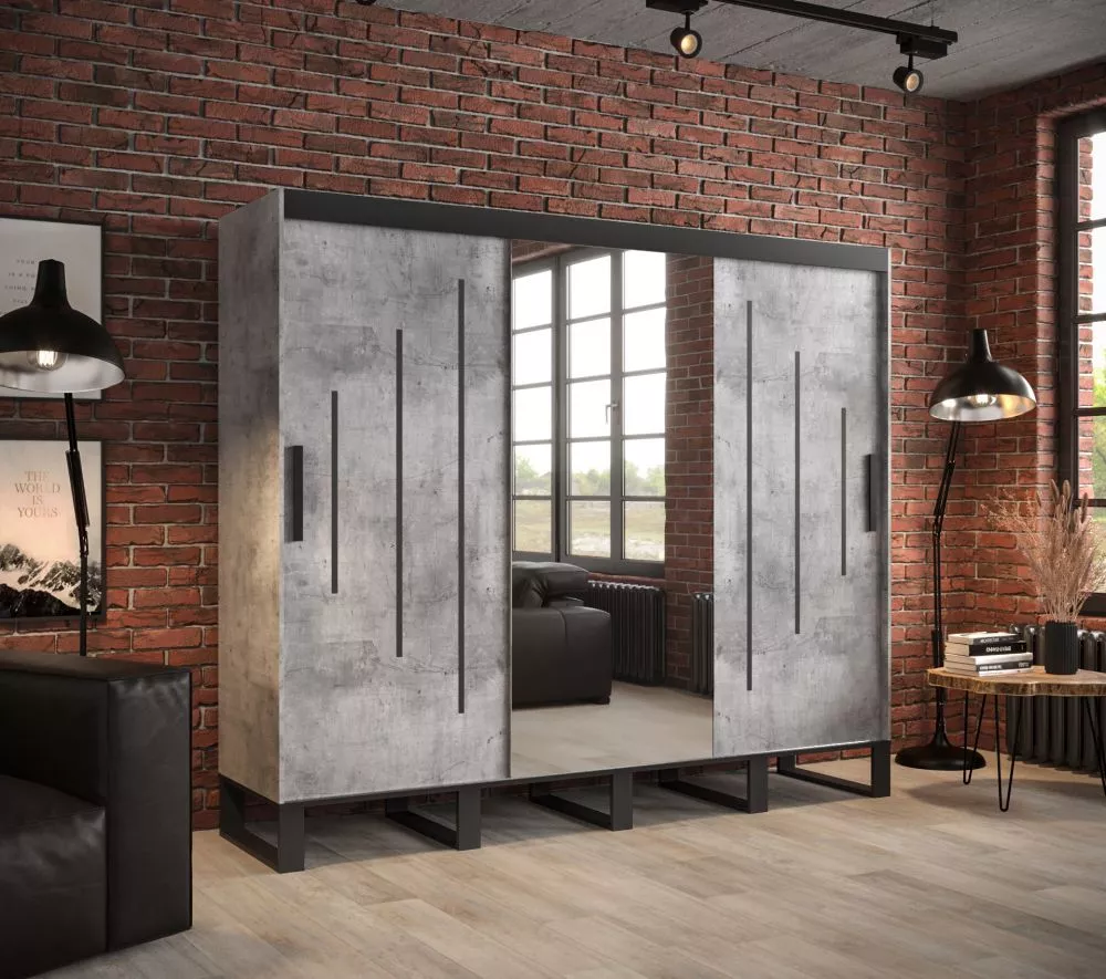Skapis Loft Y1 · Betons · 250 × 62 × 212 cm