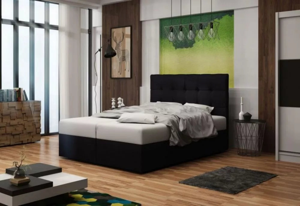 Gulta Duo 2 Boxspring Standard Guļamvietas platums: 140 cm, Guļamvietas garums: 200 cm, · Melna · 145 × 208 × 106 cm