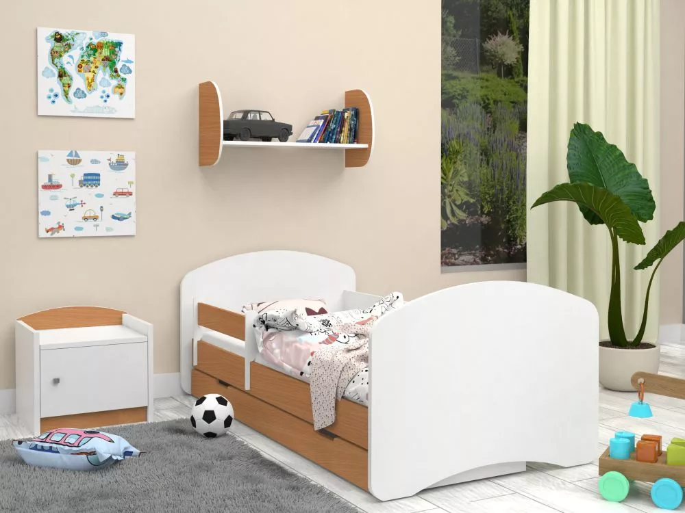 Bērnu gulta Happy L04 Double 160x80 ar stelāžām Guļamvietas platums: 80 cm, Guļamvietas garums: 160 cm, · 92 × 164 × 65 