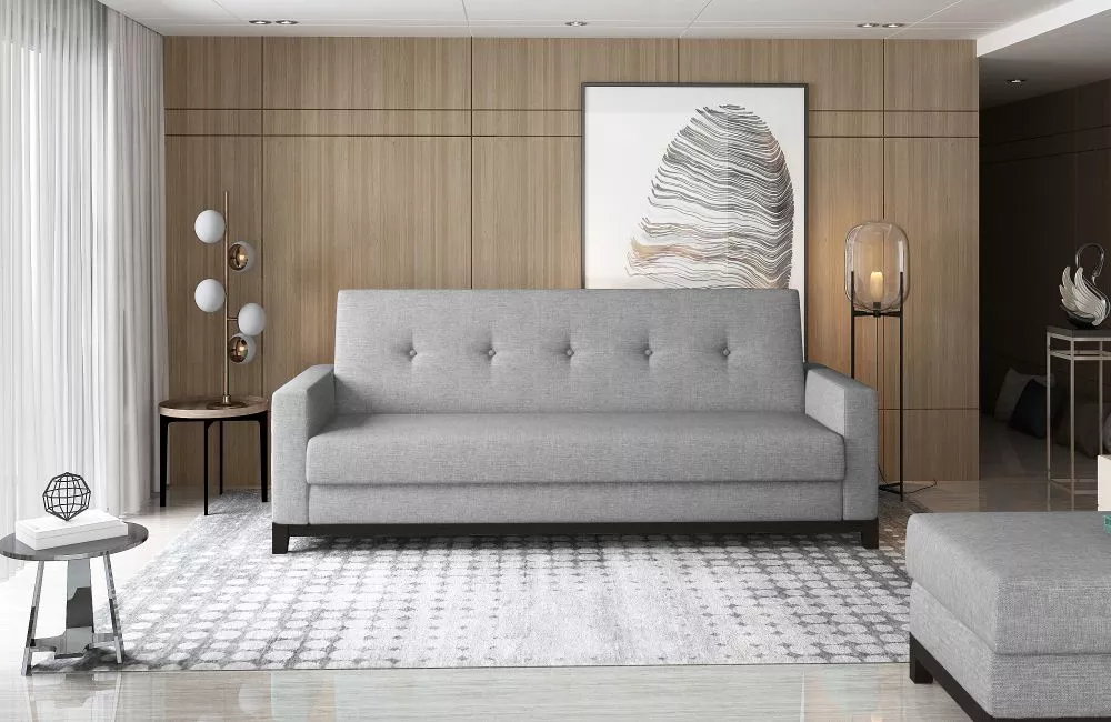Dīvāns Selene Walnut standard · Gaiši pelēks · 87 × 216 × 93 cm