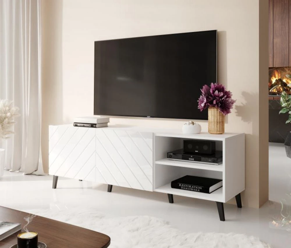 TV tumba Abeto RTV 150 · Balts · 150 × 41.6 × 52 cm