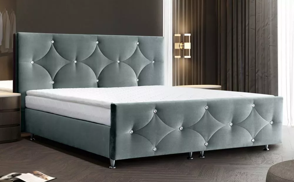 Gulta Verona Boxspring Standard Guļamvietas platums: 160 cm, Guļamvietas garums: 200 cm, · Gaiši pelēks · 177 × 214 × 11