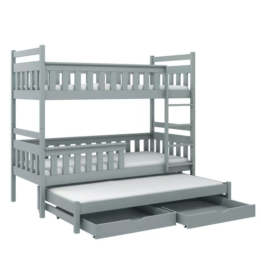 Bērnu gulta Kors ar stelāžām Guļamvietas platums: 80 cm, Guļamvietas garums: 160 cm, · Pelēks · 87 × 168 × 164 cm