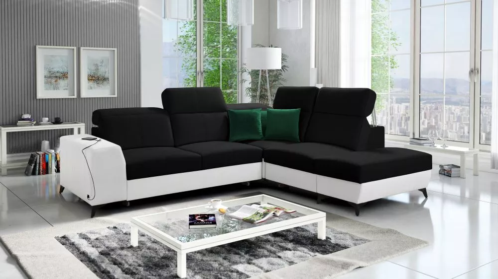 Dīvāns Belutti 7 Mix Standard · Melns + balts · 236 × 288 × 84 cm