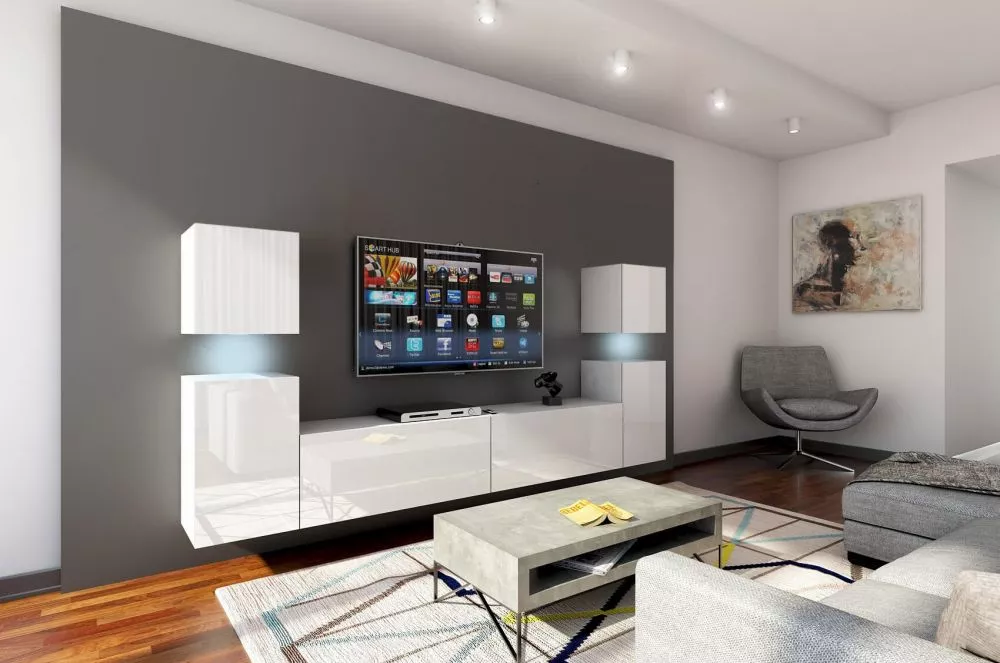 Sekcija Concept 32 ar LED · Balts · 240 × 35 × 140 cm