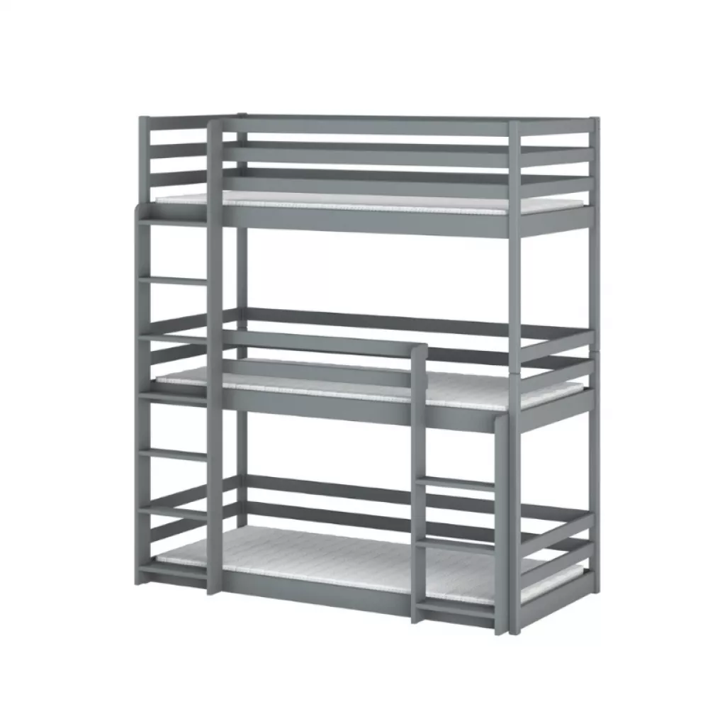 Bērnu gulta Ted ar stelāžām Guļamvietas platums: 90 cm, Guļamvietas garums: 190 cm, · Pelēks · 97 × 198 × 209.5 cm